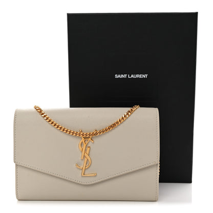 Saint Laurent Grain De Poudre Monogram Uptown Chain Wallet Crema Soft 12 of 12