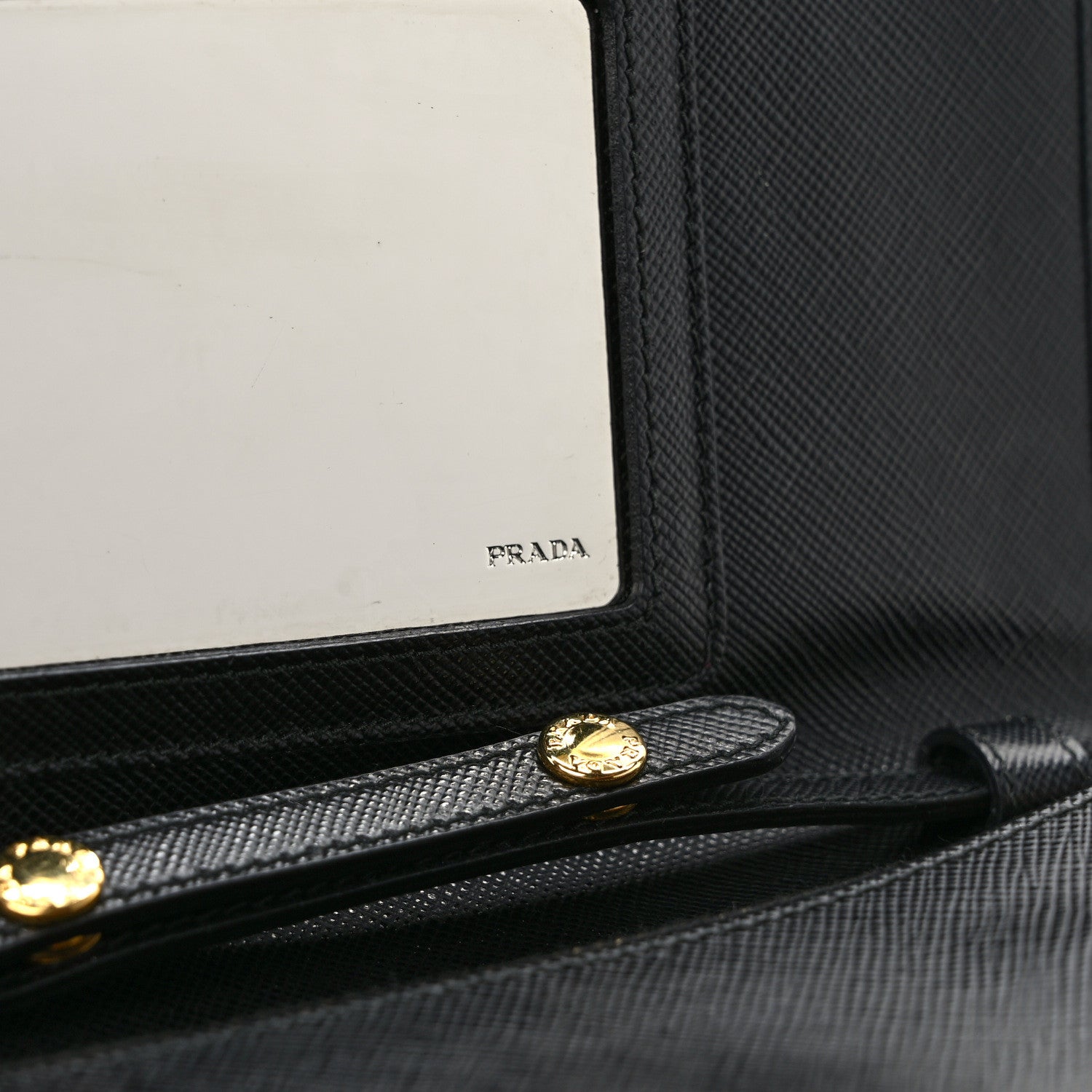 Prada Saffiano Metal Flap Wallet With Strap Black 10 of 11