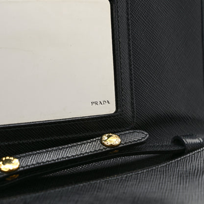 Prada Saffiano Metal Flap Wallet With Strap Black 10 of 11