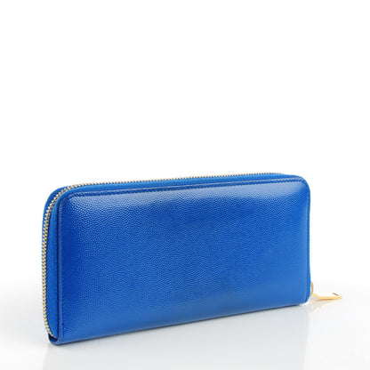 Saint Laurent Grain De Poudre Classic Letters Zip Around Wallet Royal Blue 3 of 6