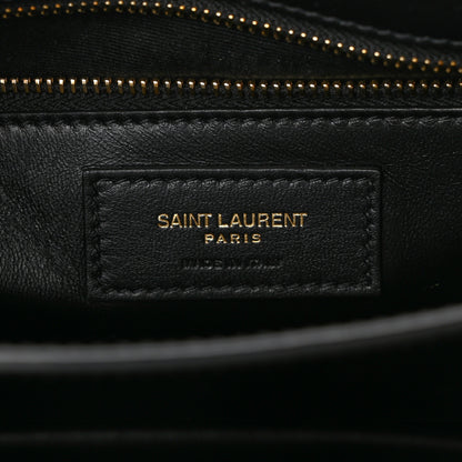 Saint Laurent Calfskin Crocodile Embossed Gaby Satchel Black 6 of 10