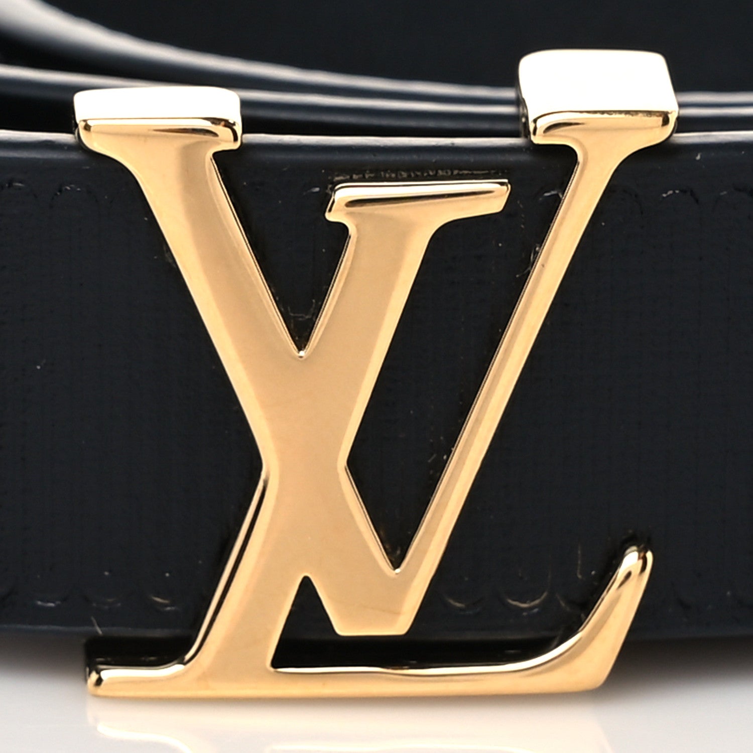 Louis Vuitton Calfskin Embossed LV Initiales 20mm Belt 75 30 Black 2 of 6