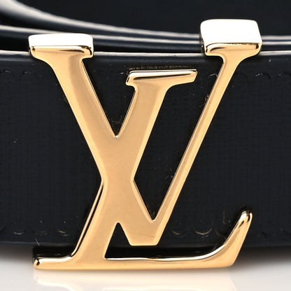 Louis Vuitton Calfskin Embossed LV Initiales 20mm Belt 75 30 Black 2 of 6