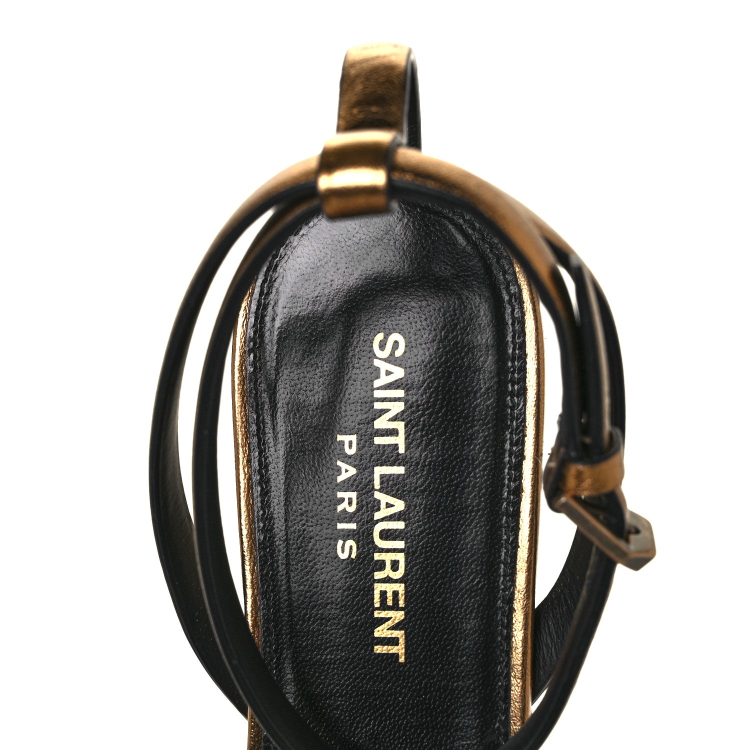 Saint Laurent Calfskin Tribute 05 Ankle Strap Sandals 38 Dark Gold 7 of 9