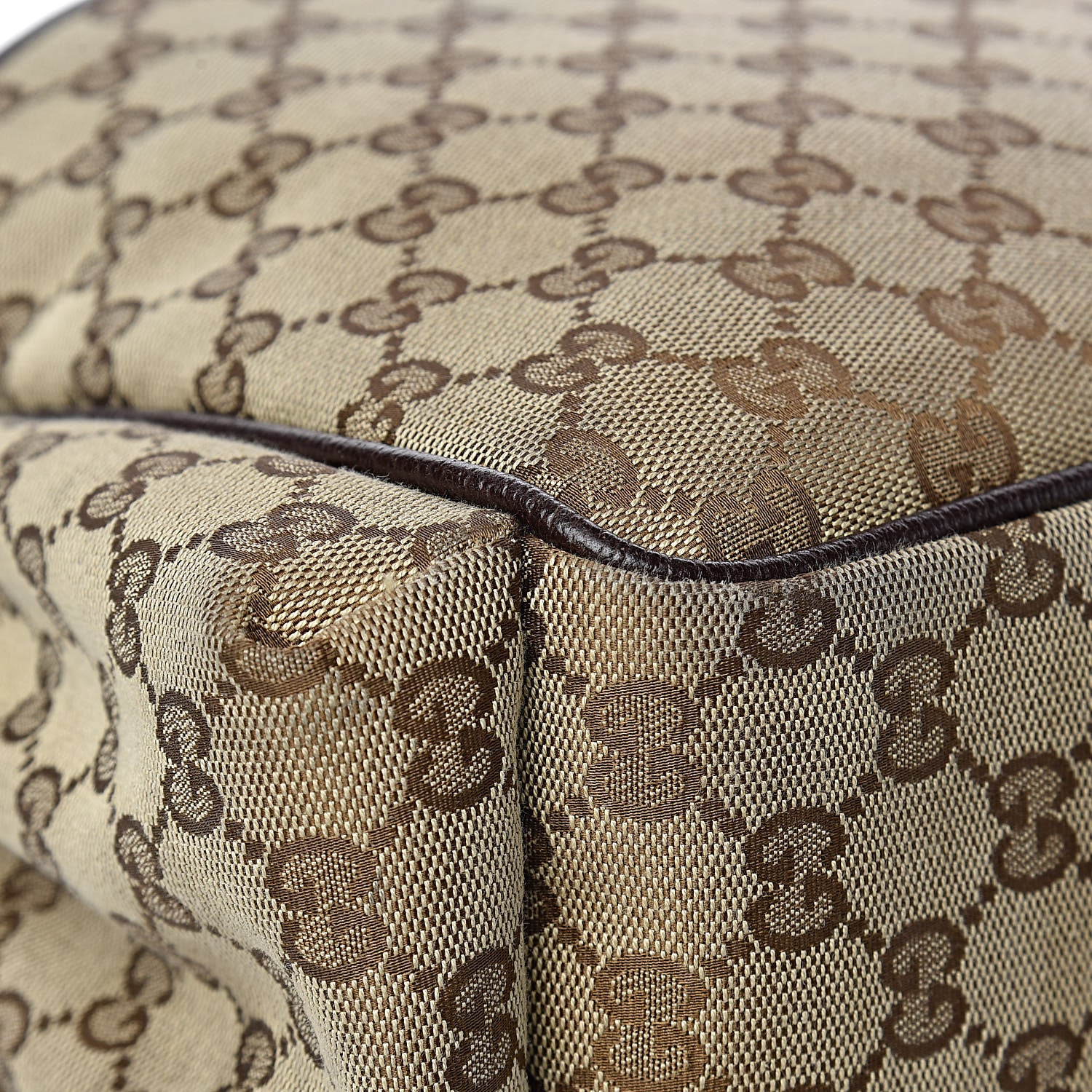 Gucci Monogram Natural Pigskin Large Diaper Bag Beige Ebony Cocoa Dark Chocolate 11 of 13
