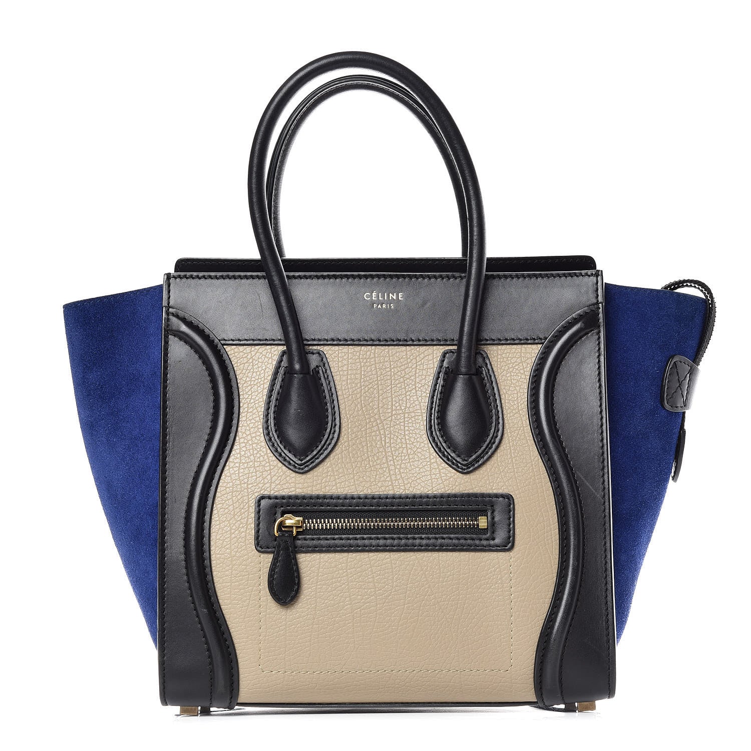 Celine Elephant Calfskin Suede Micro Tri-Color Luggage Sand 1 of 9