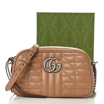 Gucci Calfskin Matelasse Aria Small GG Marmont Chain Shoulder Bag Camelia 12 of 12