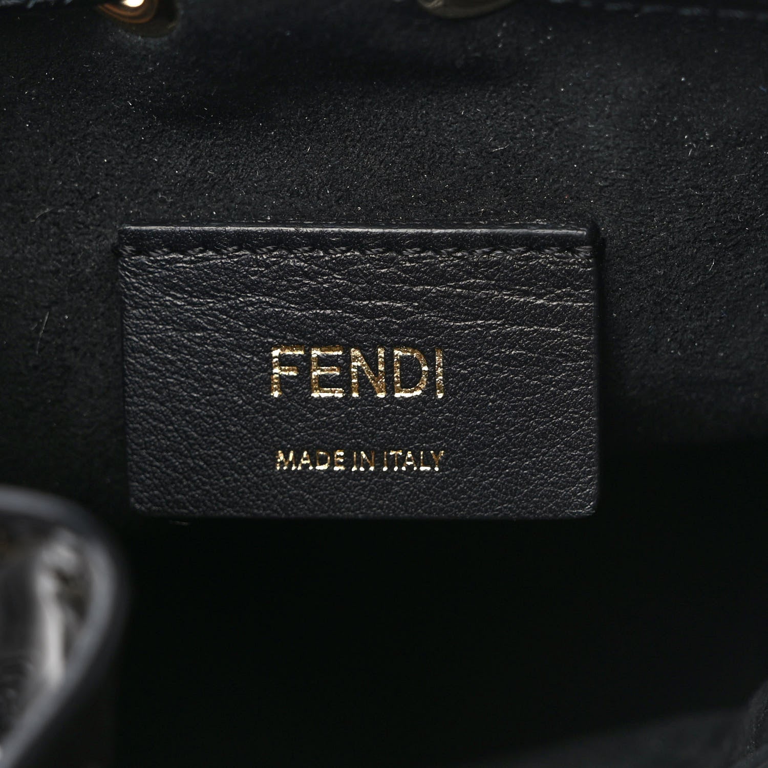 Fendi Vitello Vernice Mou F is Fendi Karligraphy Embossed Mini Mon Tresor Bucket Bag Black 6 of 9