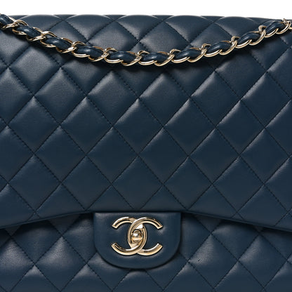 Chanel Lambskin Quilted Maxi Double Flap Blue 8 of 10