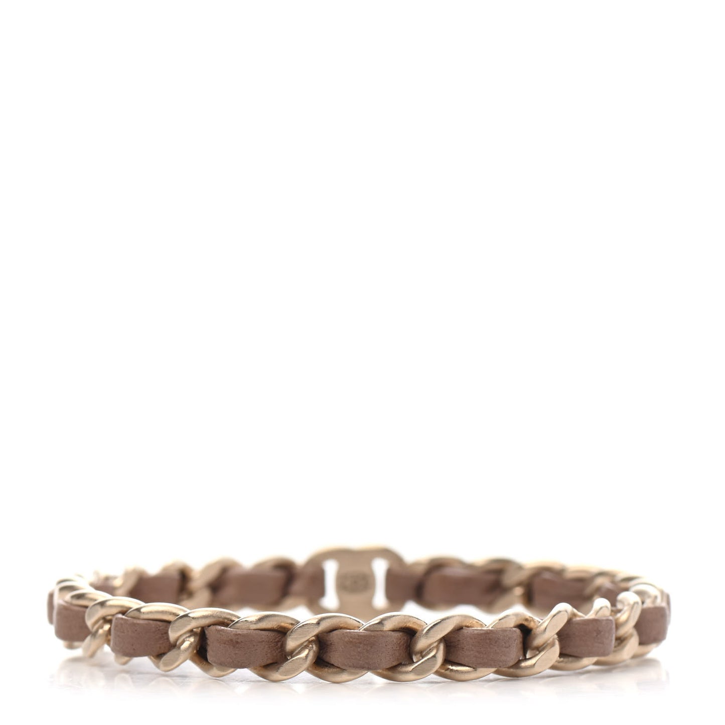 Lambskin CC Turnlock Chain Bracelet Beige Gold
