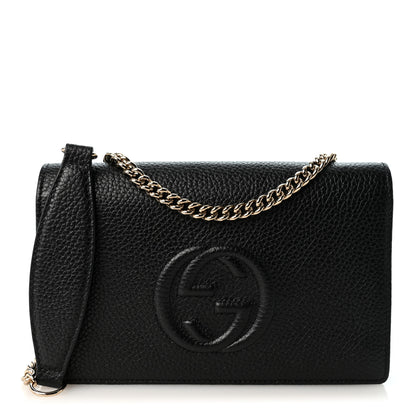 Gucci Pebbled Calfskin Soho Wallet On Chain Black 1 of 9