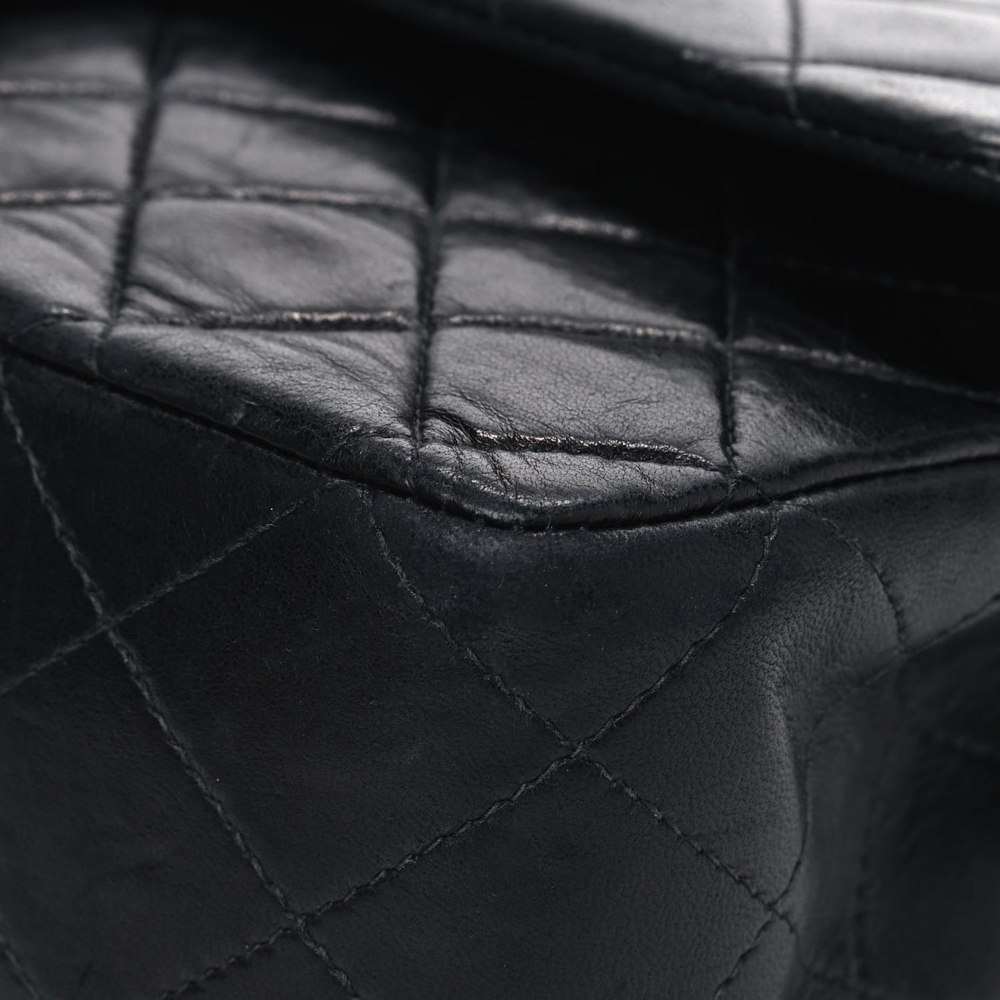 Lambskin Quilted Medium Double Flap Black