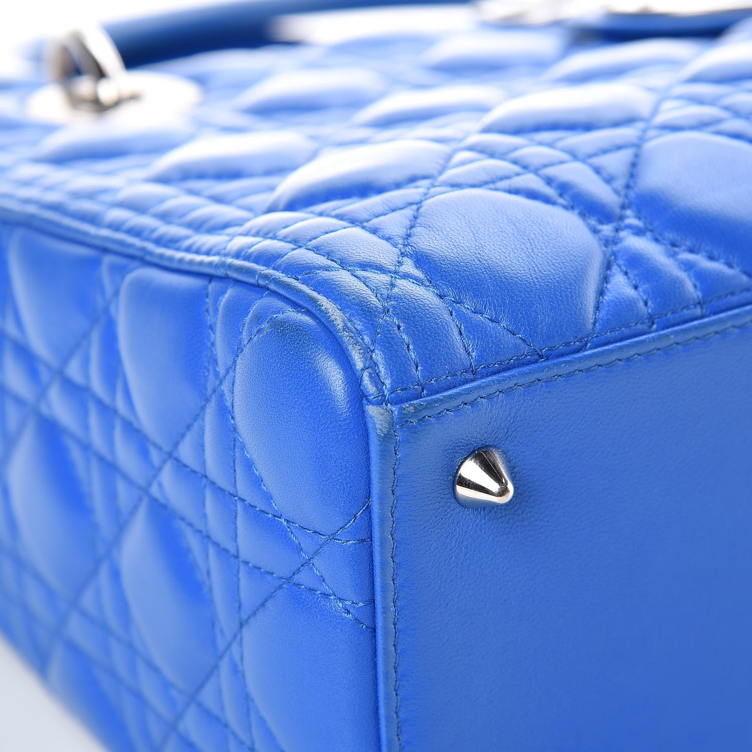 Christian Dior Lambskin Cannage Medium Lady Dior Blue Persan 10 of 17