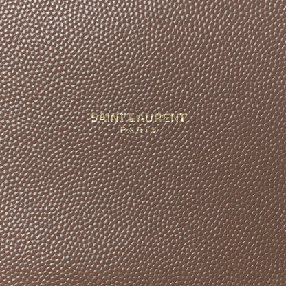 Saint Laurent Grain De Poudre Matelasse Chevron Large Monogram Satchel Dark Latte 6 of 9
