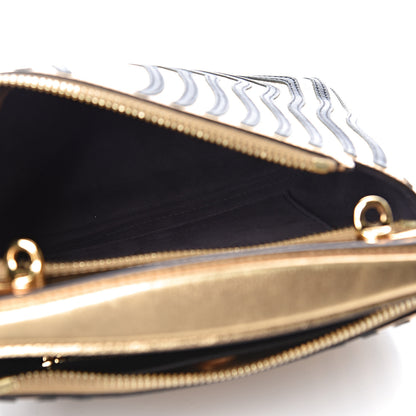 Fendi Lambskin Waves Small DotCom Click Chain Satchel Gold Black 7 of 15