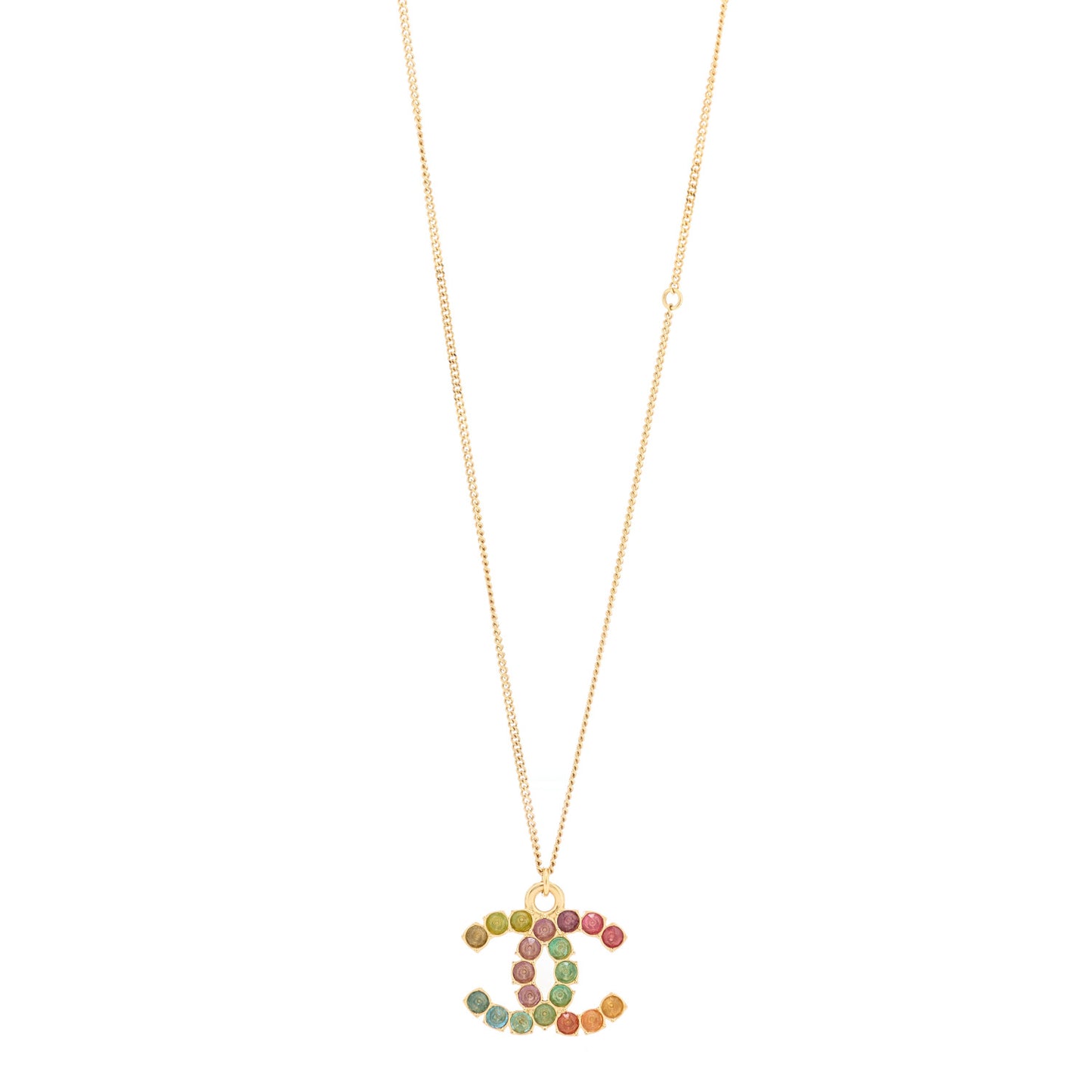 Crystal CC Pendant Necklace Gold Multicolor