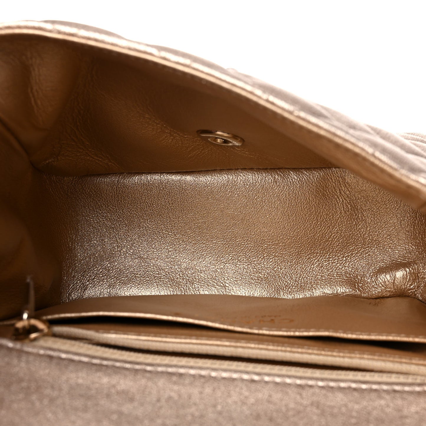 Metallic Lambskin Quilted Mini Square Flap Gold