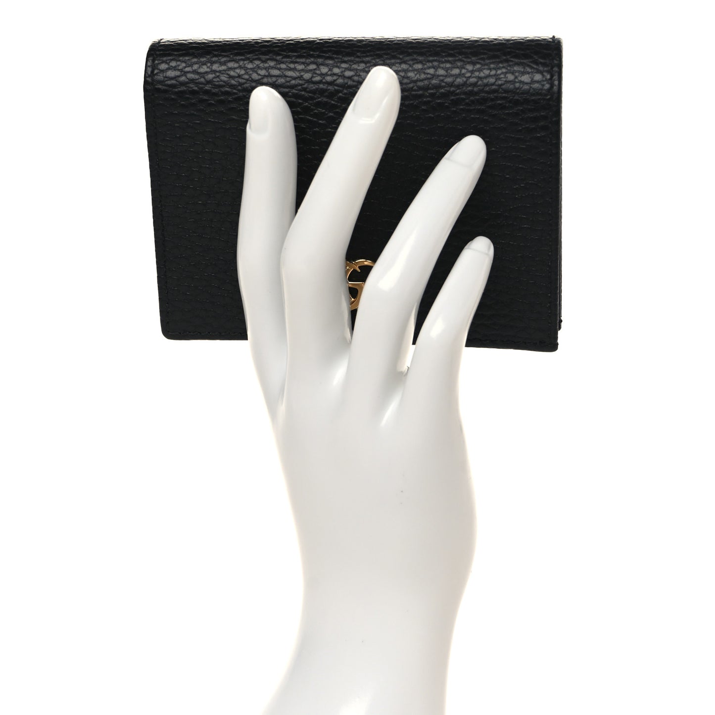 Pebbled Calfskin GG Marmont Card Case Black