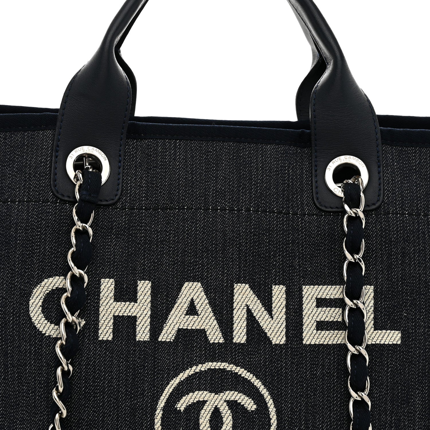 Chanel Denim Large Deauville Tote Dark Blue 8 of 10