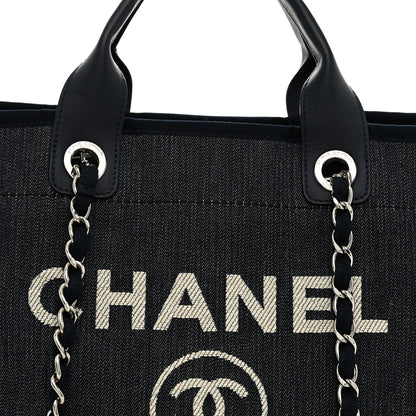 Chanel Denim Large Deauville Tote Dark Blue 8 of 10