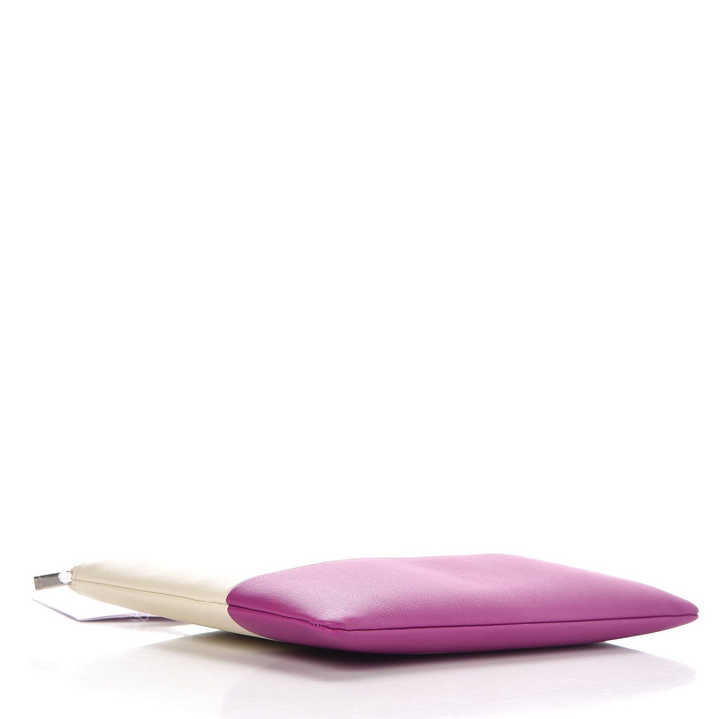 Lambskin Bi-Color Solo Clutch Pouch White Magenta
