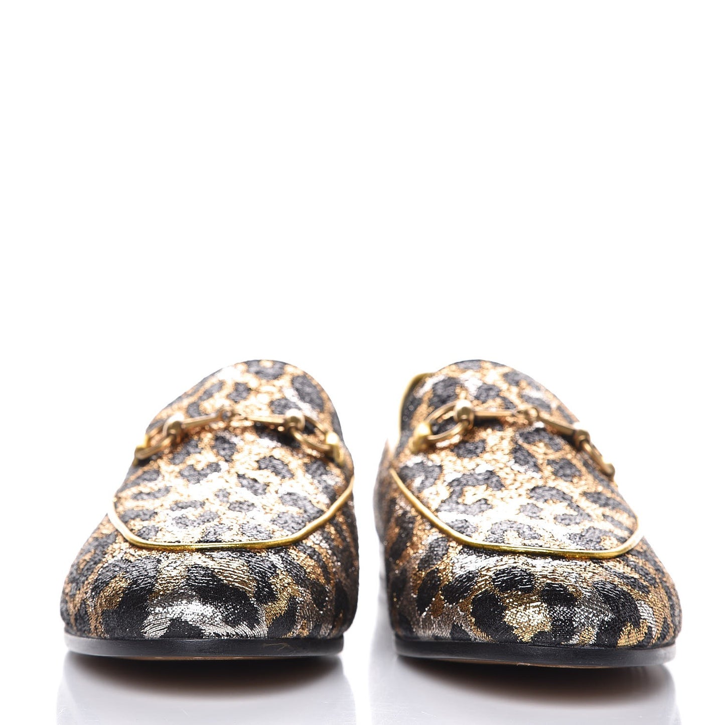 Jacquard Leopard Print Horsebit Jordaan Loafers 41 Gold