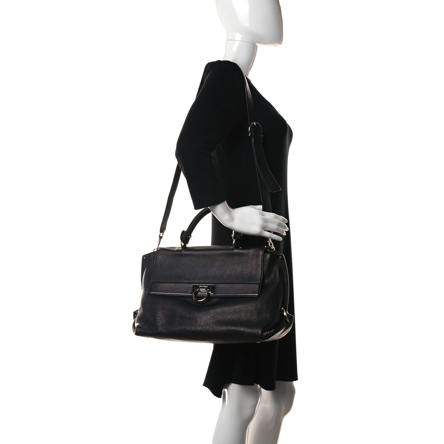 Calfskin Sofia Gancini Satchel Black