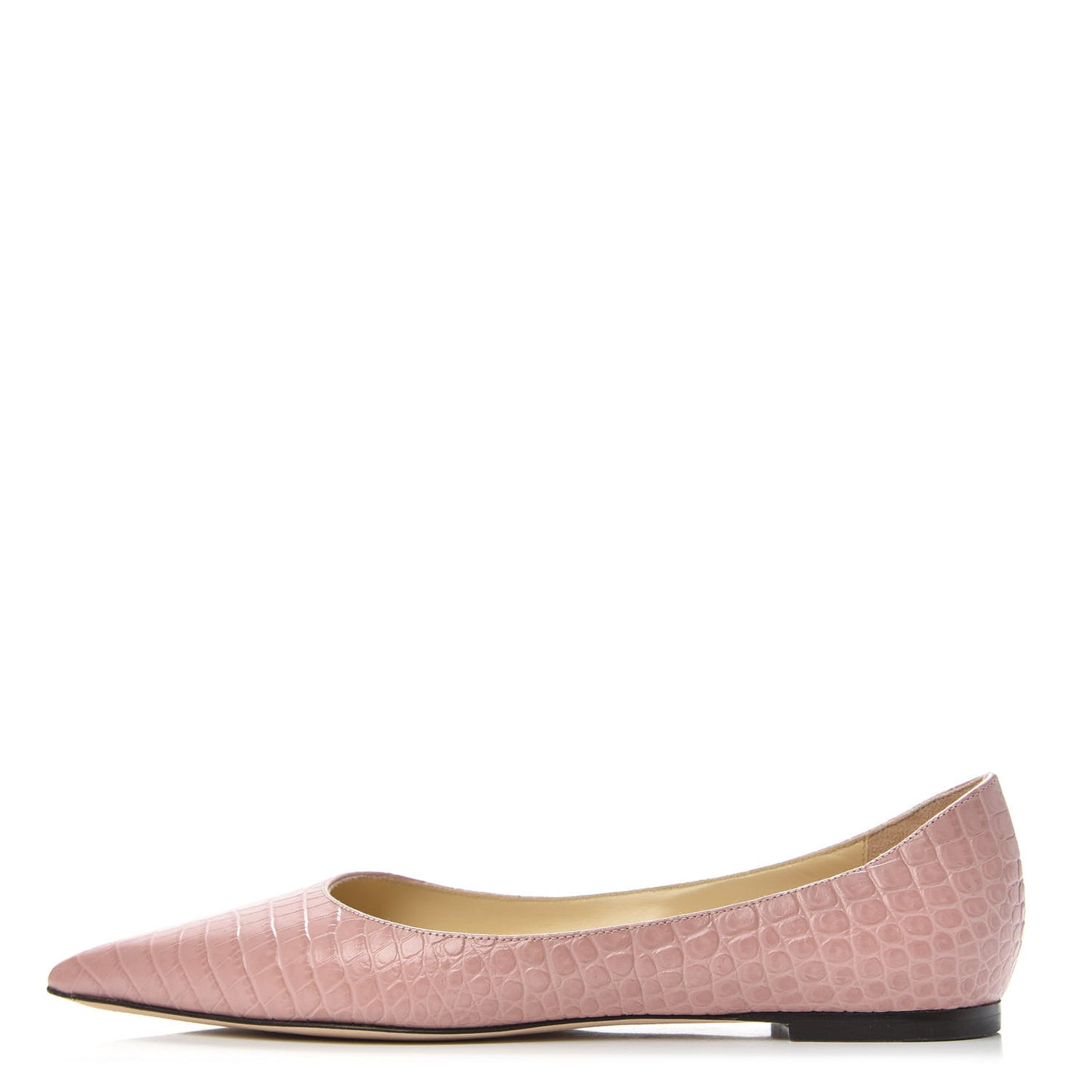 Crocodile Embossed Calfskin Love Flat 37.5 Blush