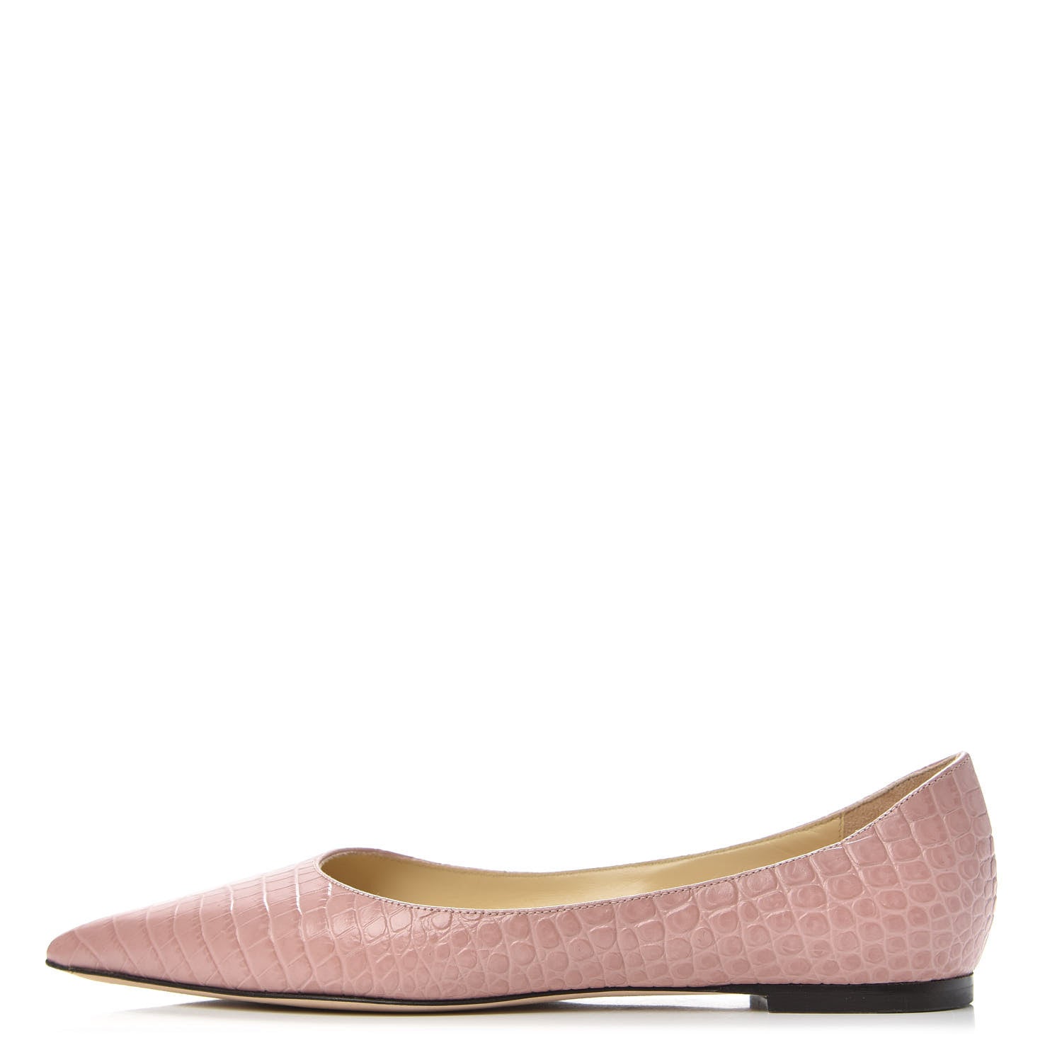 Jimmy Choo Crocodile Embossed Calfskin Love Flat 37.5 Blush 1 of 7