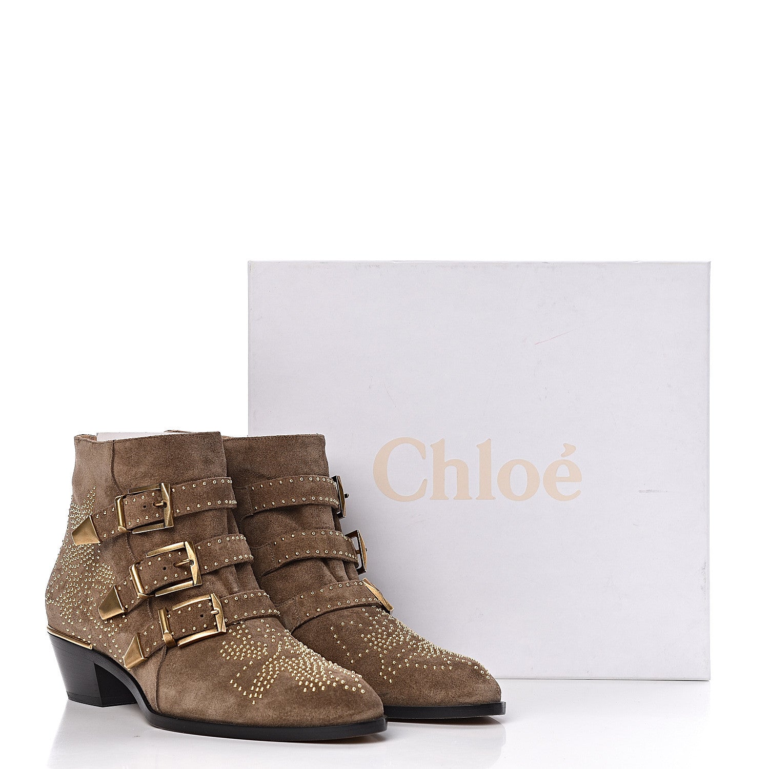 Chloe Suede Sheepskin Studded Susanna Ankle Boots 40.5 Dark Greige 8 of 8
