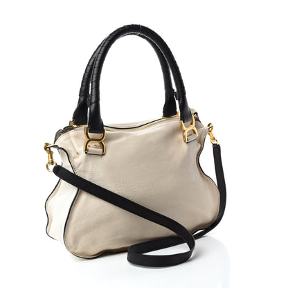 Chloe Calfskin Medium Marcie Satchel Abstract White Black 3 of 12