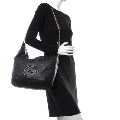 Gucci Pebbled Calfskin Medium Soho Chain Hobo Black 2 of 14