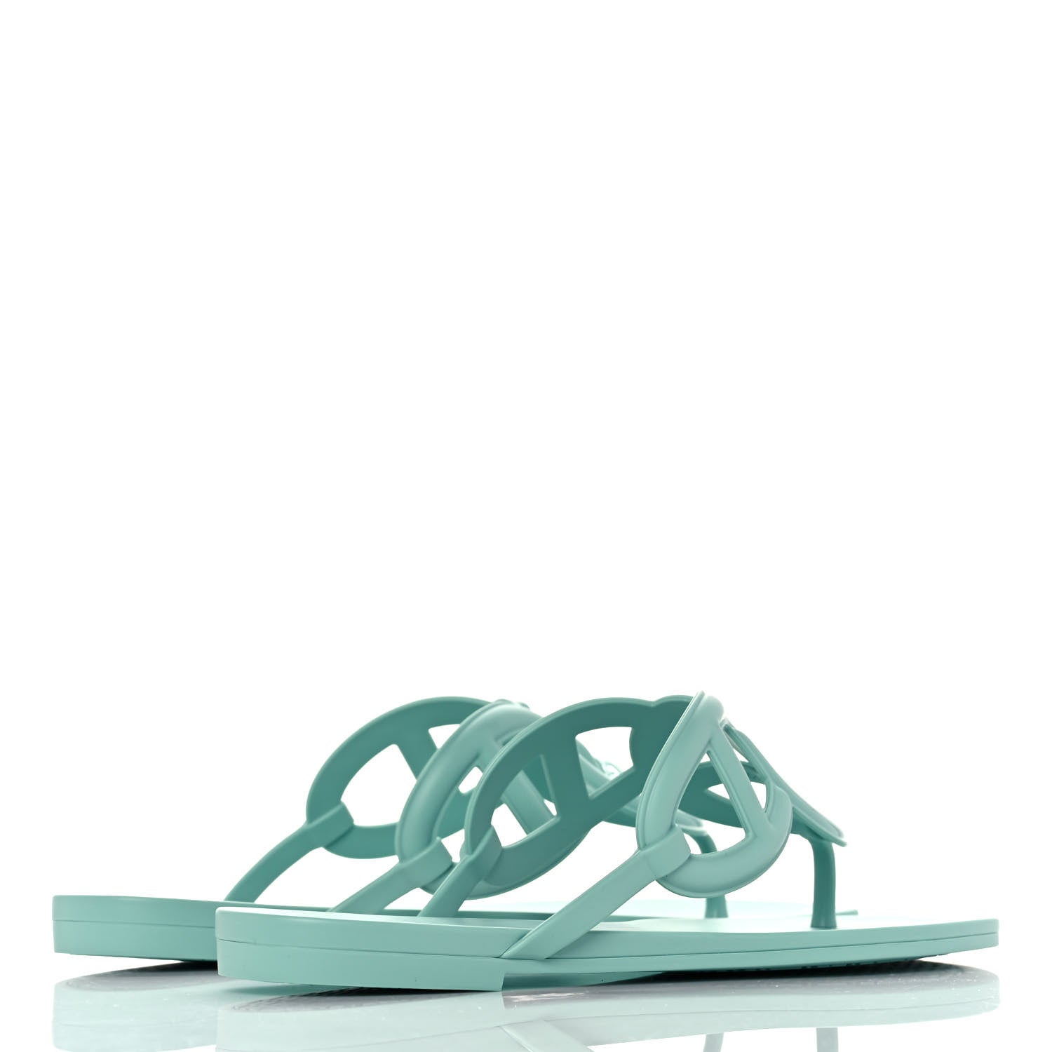 Hermes Rubber Womens Egerie Sandals 38 Vert Embrun 4 of 9