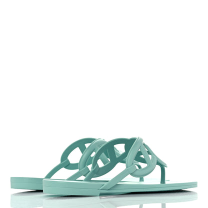 Hermes Rubber Womens Egerie Sandals 38 Vert Embrun 4 of 9