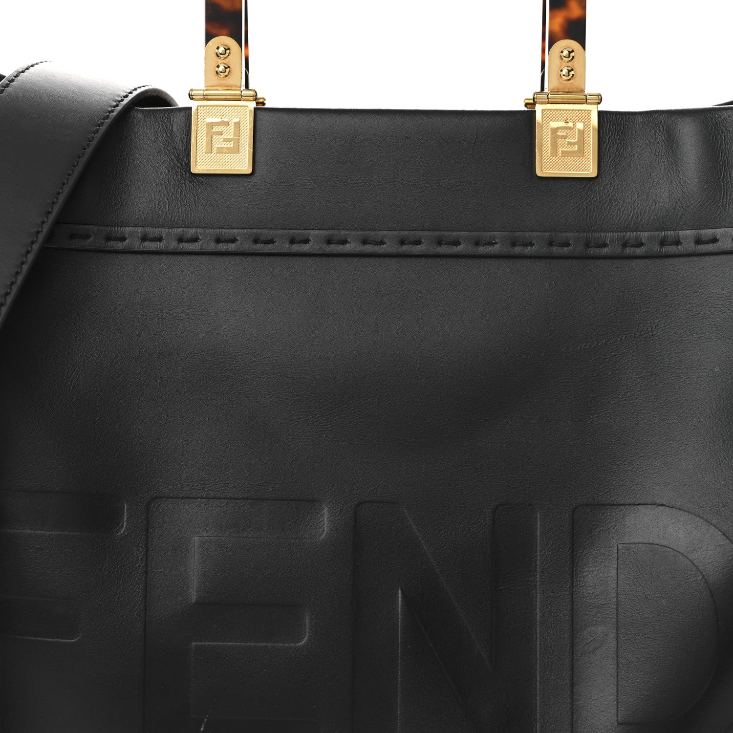 Fendi Vitello King Plexiglass Medium Fendi Sunshine Shopper Black