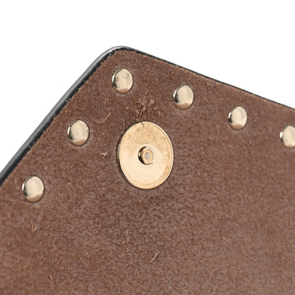 Valentino Garavani Pebbled Calfskin Large Rockstud Envelope Clutch Poudre 8 of 9