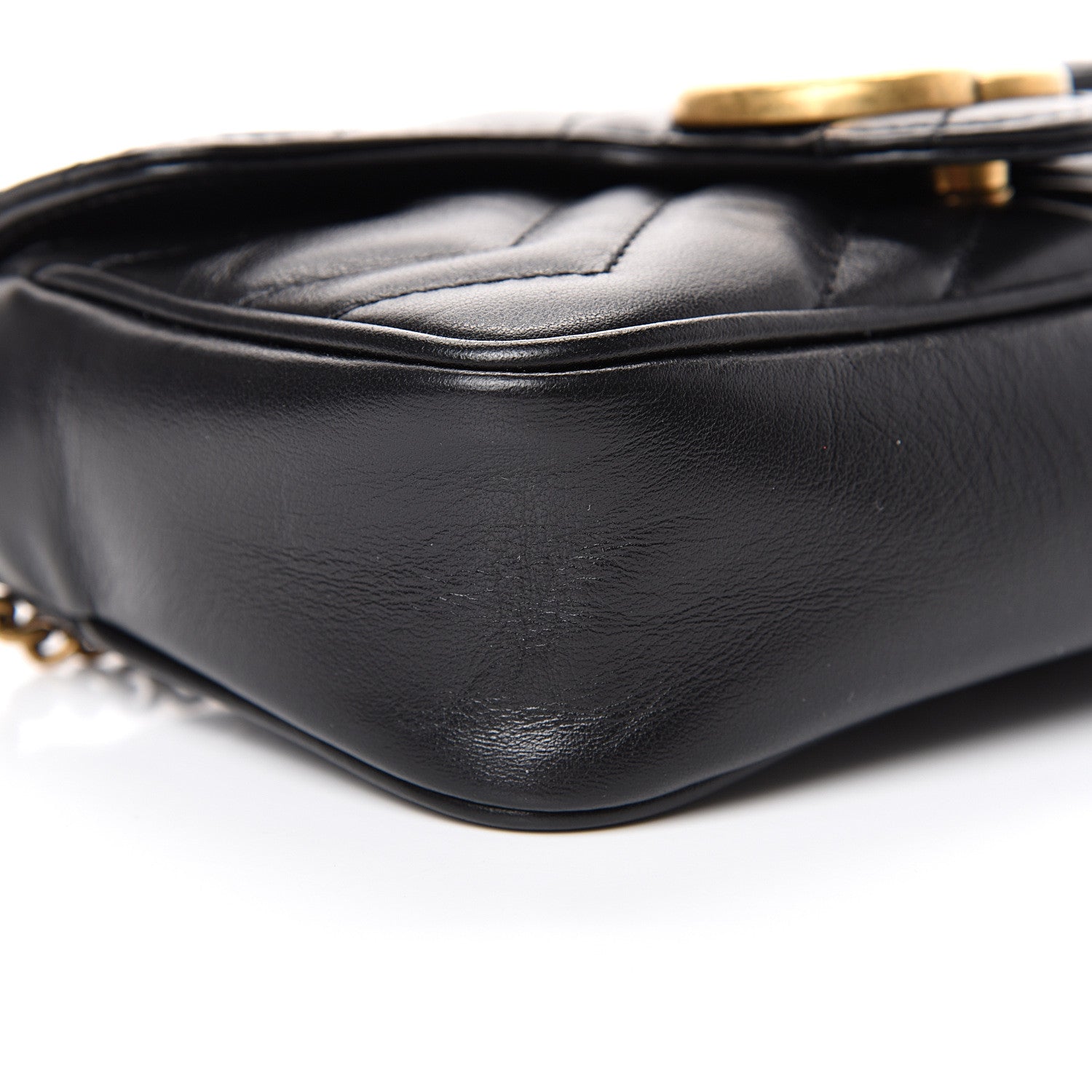 Gucci Calfskin Matelasse Super Mini GG Marmont Shoulder Bag Black 8 of 10