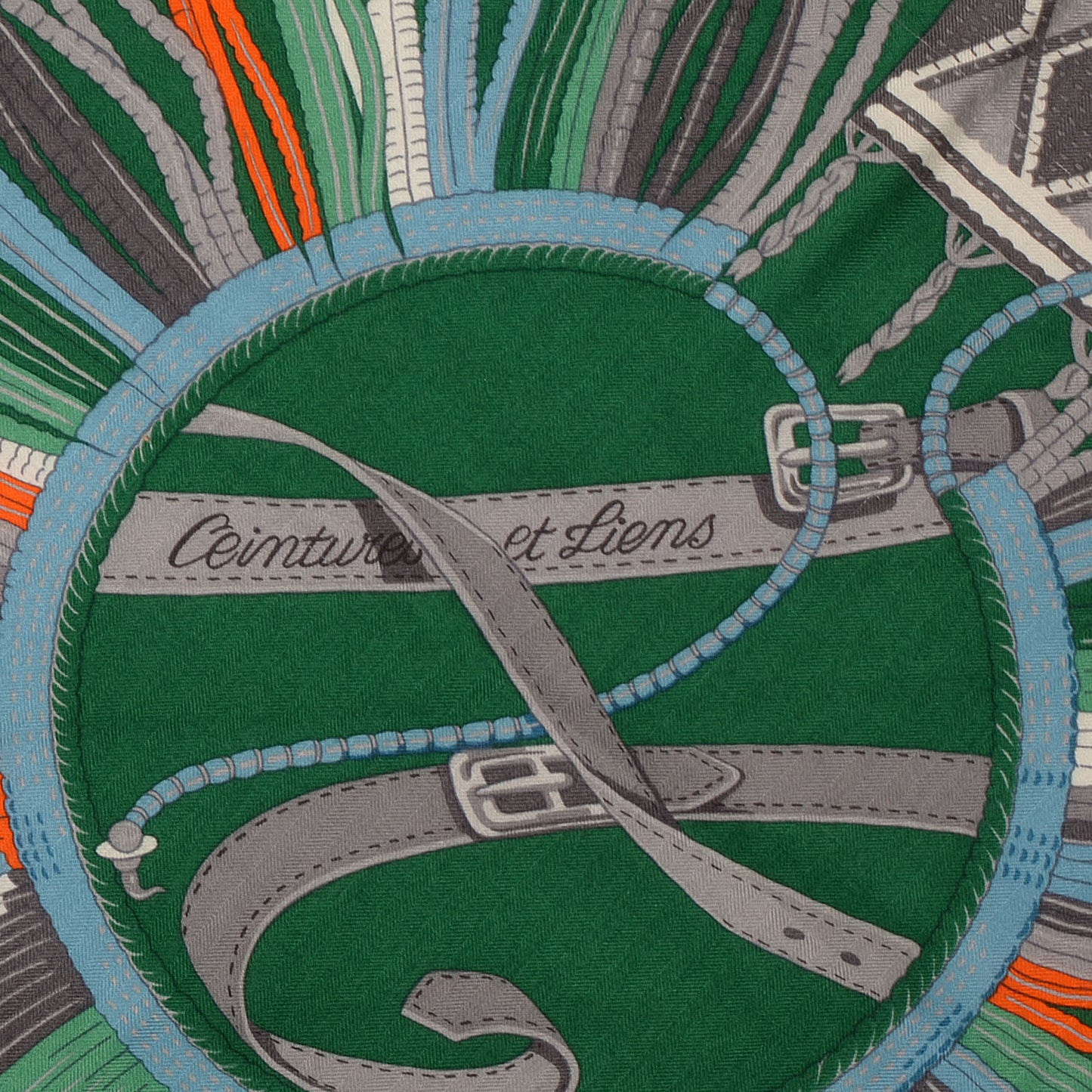Cashmere Silk Ceintures et Liens Shawl 140 Bleu Klein Blanc Vert