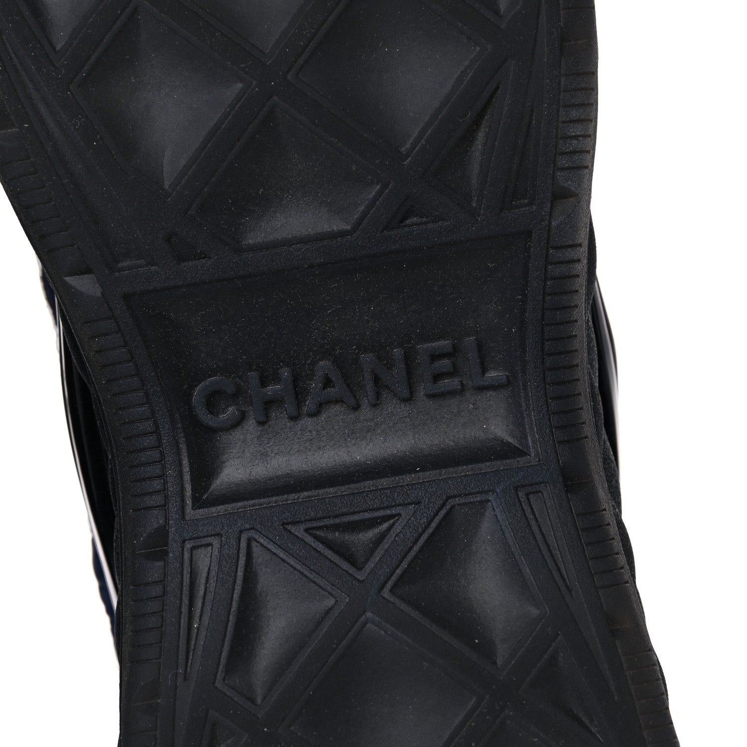 Chanel Fabric Calfskin Suede Womens CC Sneakers 37 Navy 6 of 13