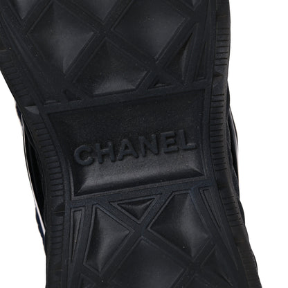 Chanel Fabric Calfskin Suede Womens CC Sneakers 37 Navy 6 of 13