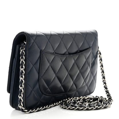 Chanel Lambskin Quilted Wallet On Chain WOC Navy Blue 3 of 15
