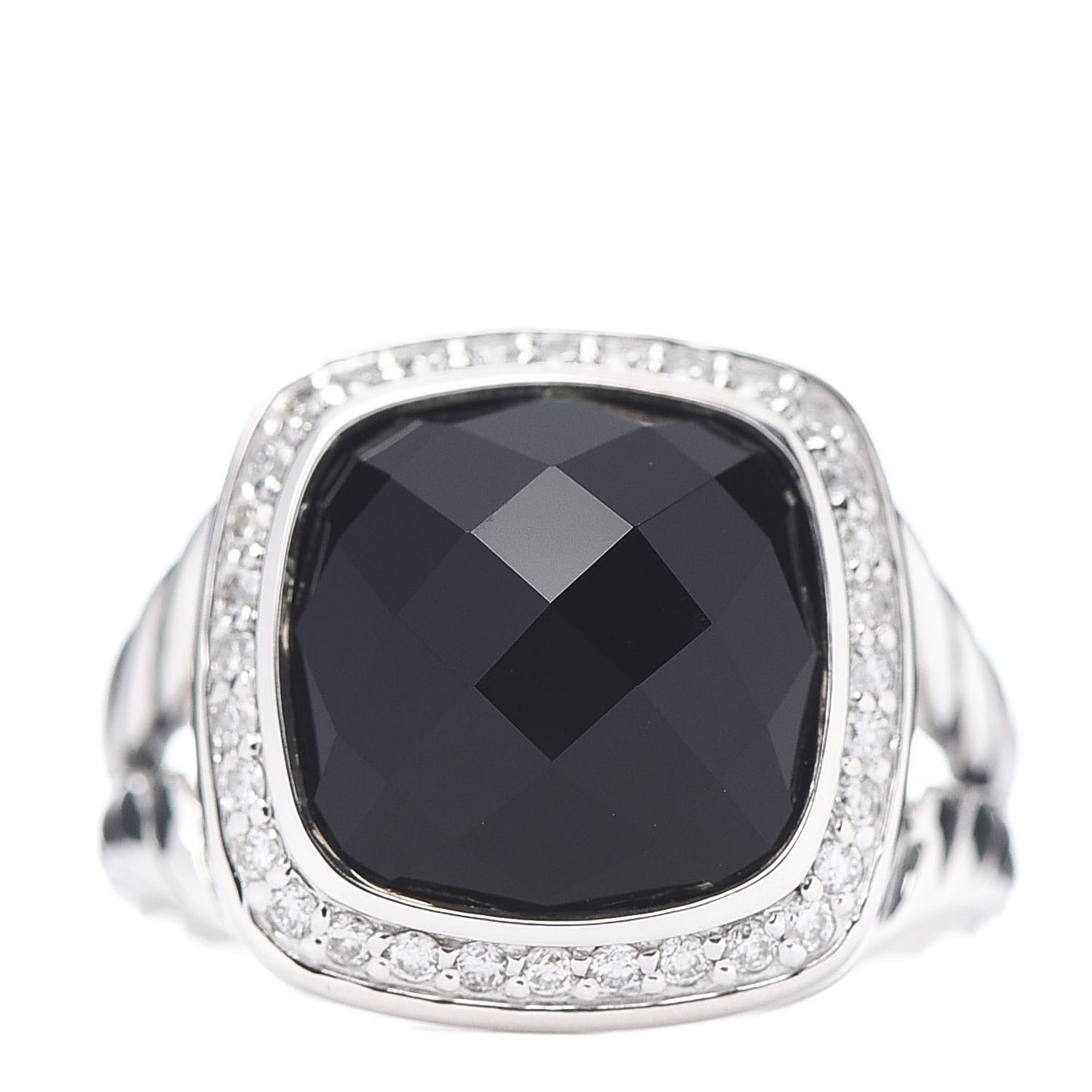 Sterling Silver Diamond Black Onyx 11mm Albion Ring 52 6