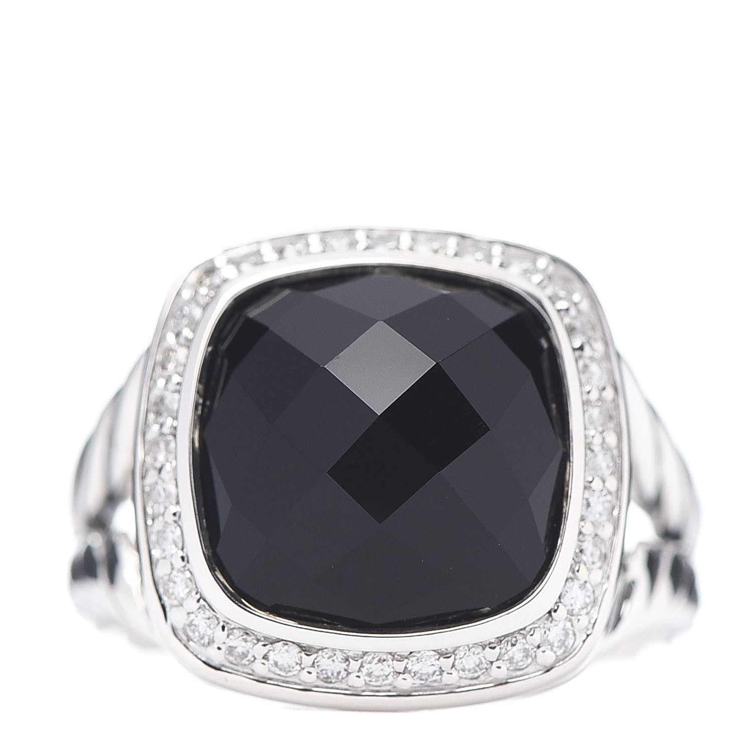 David Yurman Sterling Silver Diamond Black Onyx 11mm Albion Ring 52 6 1 of 5