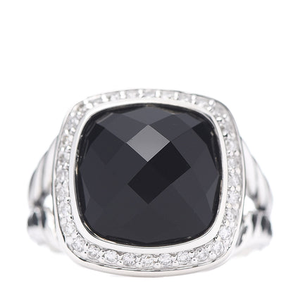 David Yurman Sterling Silver Diamond Black Onyx 11mm Albion Ring 52 6 1 of 5