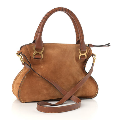 Chloe Suede Calfskin Braided Medium Marcie Satchel Caramel 3 of 14