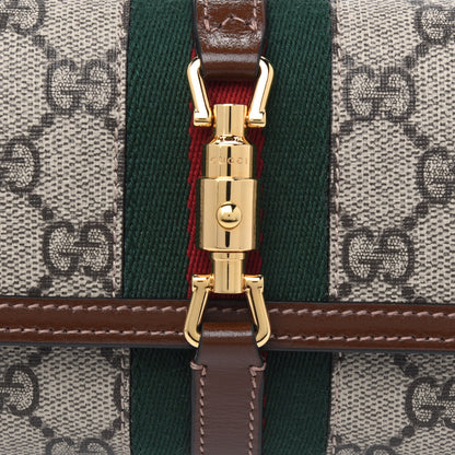 Gucci GG Supreme Monogram Azalea Calfskin Web Jackie 1961 Chain Wallet Beige Ebony Brown Sugar 5 of 5