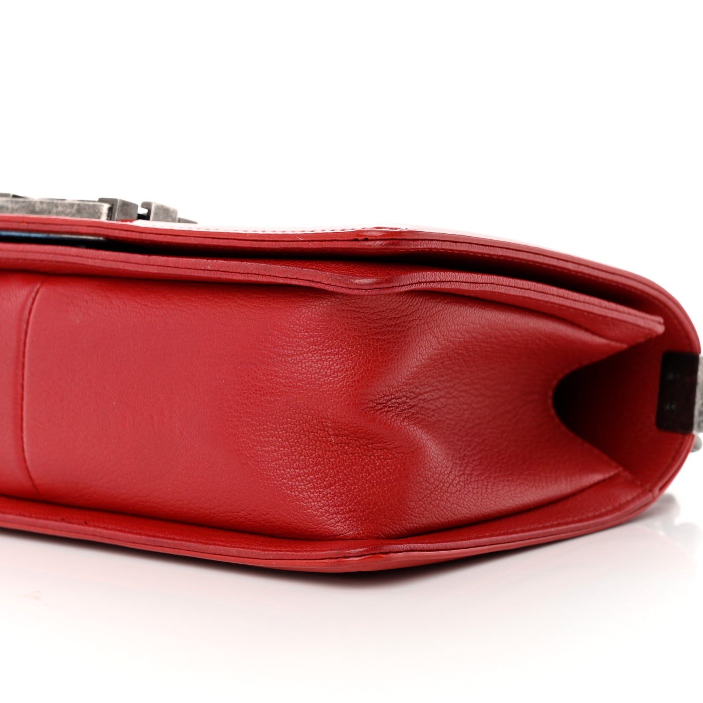 Goatskin Quilted Patent Medium Duo Boy Flap Red