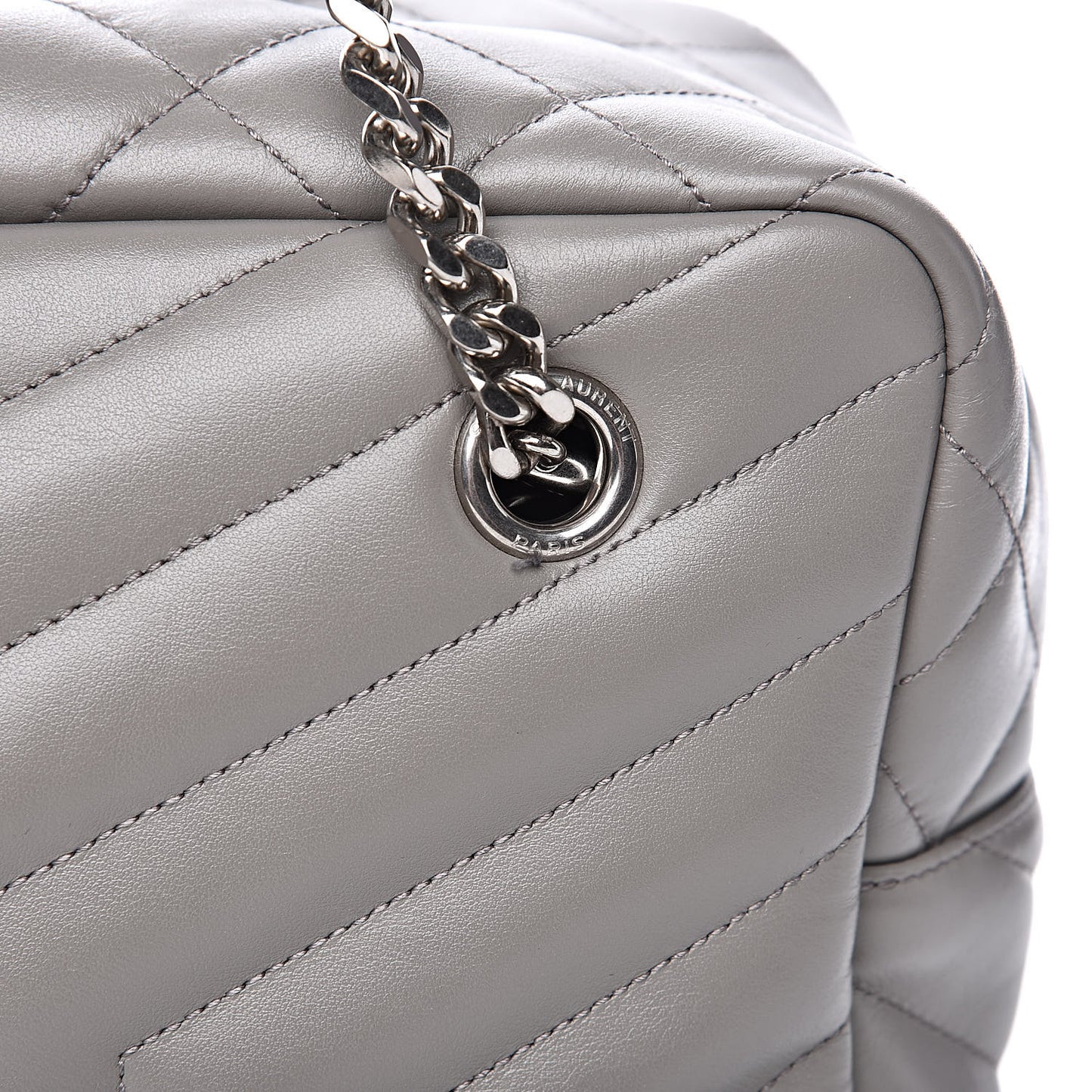 Calfskin Y Quilted Monogram Loulou Bowling Bag Grey