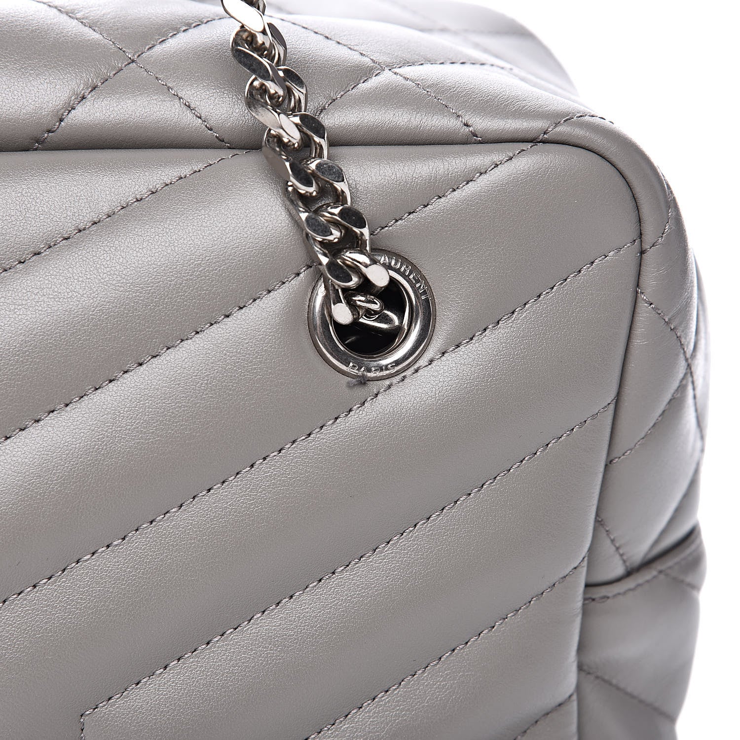 Saint Laurent Calfskin Y Quilted Monogram Loulou Bowling Bag Grey 9 of 9