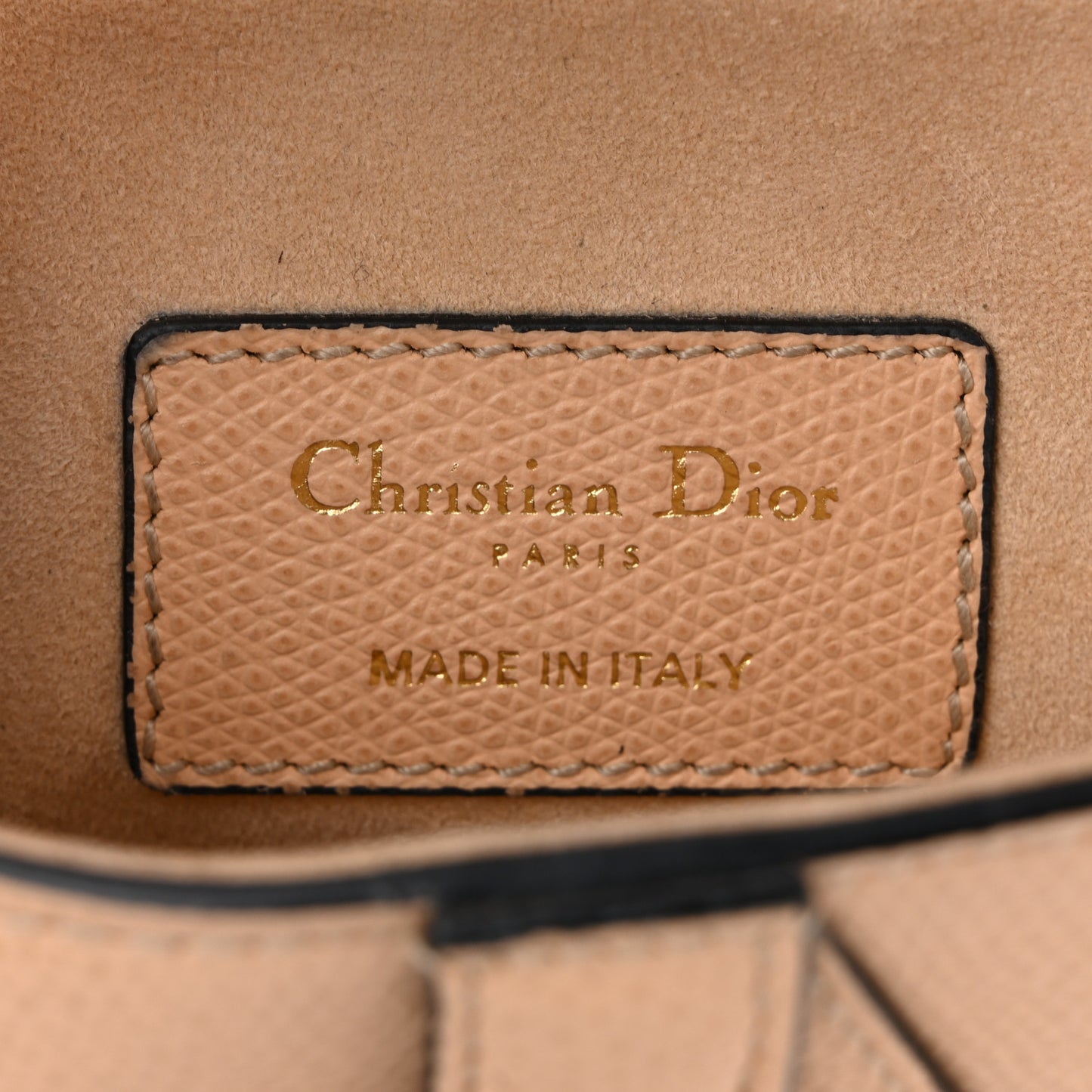 Grained Calfskin Mini Saddle Bag Beige